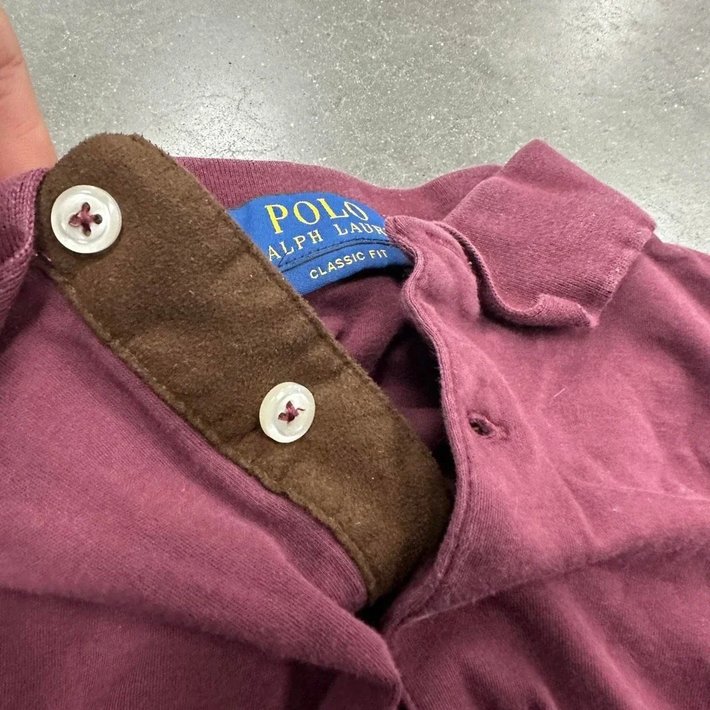 Polo Ralph Lauren burgundy long sleeve polo shirt Size small